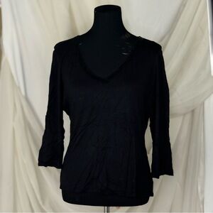 Chic Black V-Neck Women's Blouse